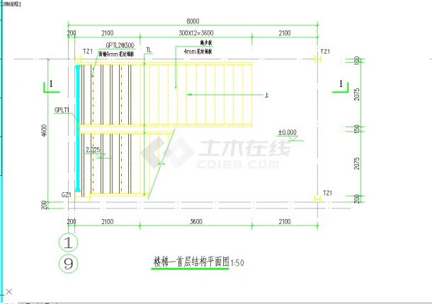 经典钢结构楼梯框架设计CAD全套布置图-图一