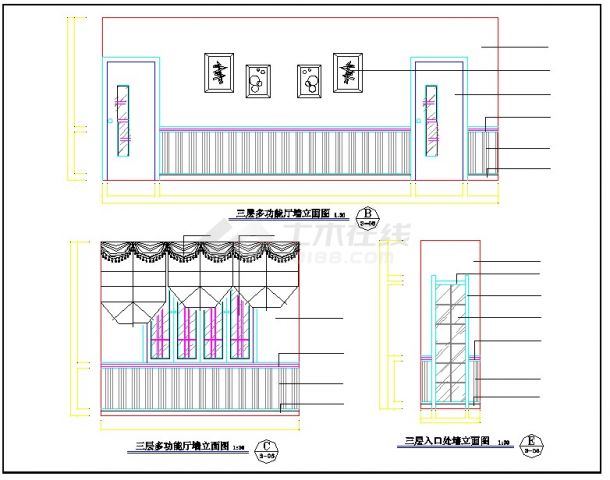 茶楼装修设计图纸包括包厢、走廊-图一