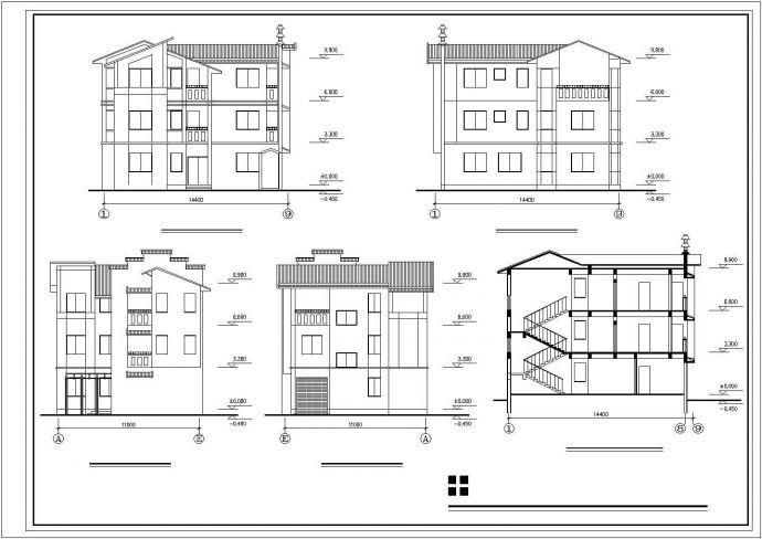 [新农村]298平米3层现代风格家庭独栋别墅设计施工图（含效果图）_图1