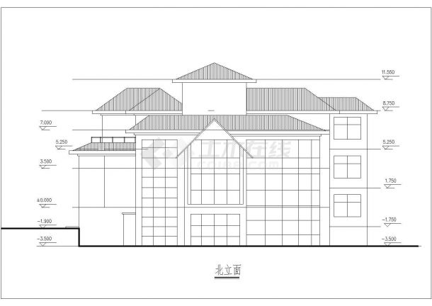 [新农村]3层现代风格家庭别墅设计施工图纸（含效果图）-图二