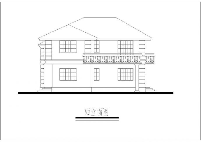 某三层度假别墅建筑方案图（南入口）_图1