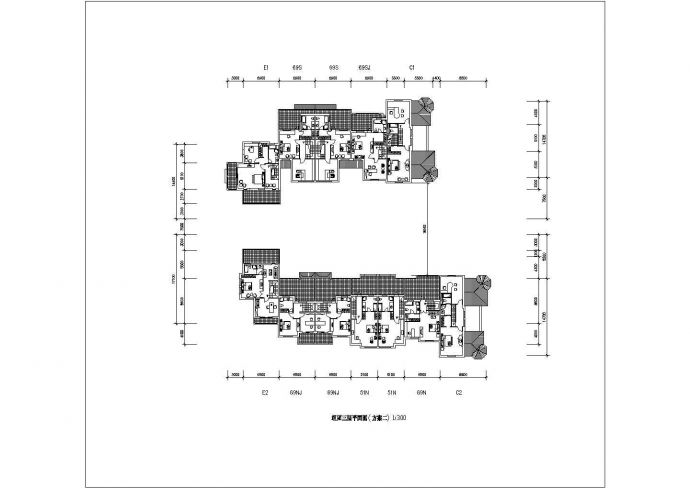 [北京]某三层联排别墅建筑cad图纸（初设图）_图1
