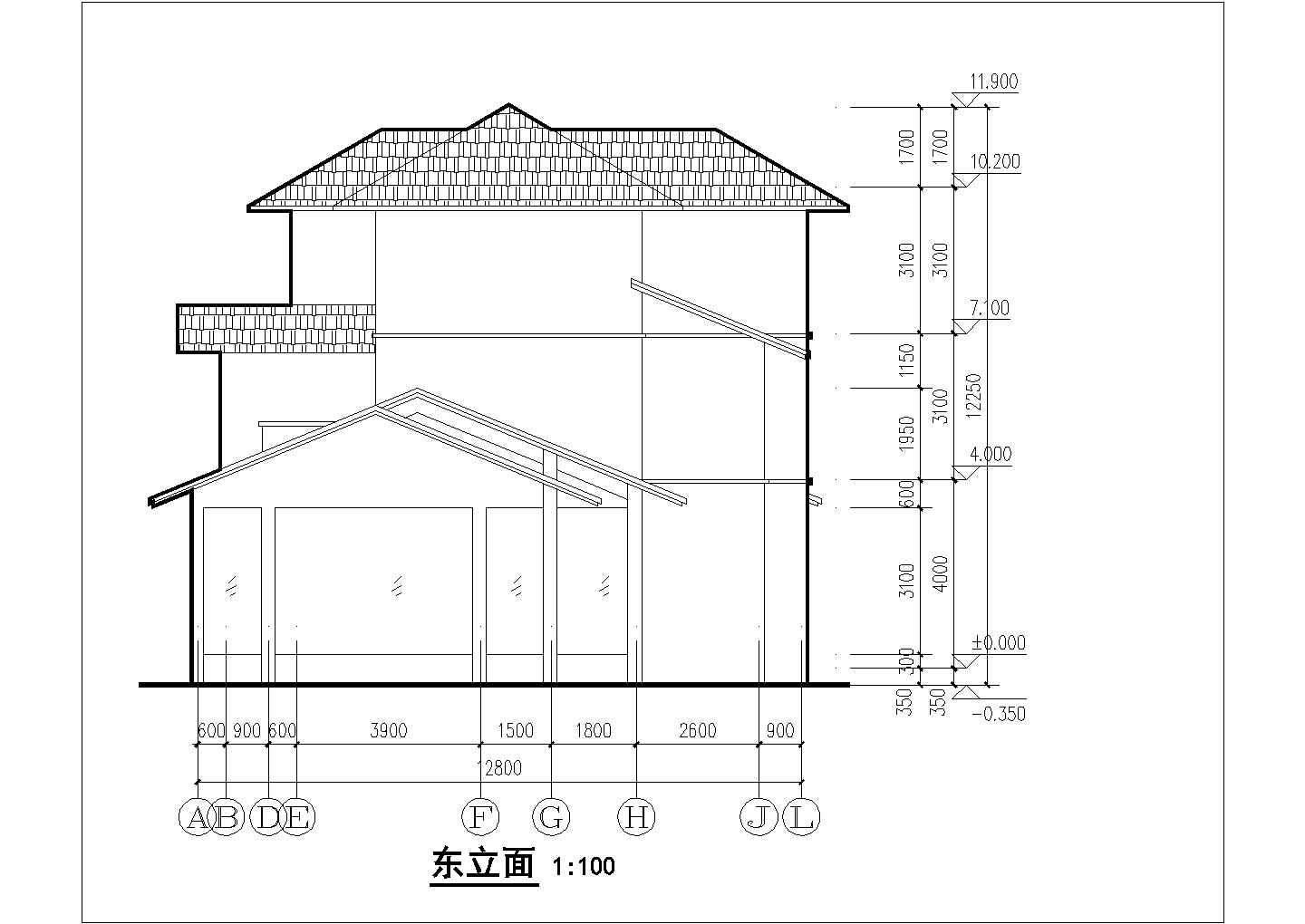 [方案]某三层别墅建筑扩初图