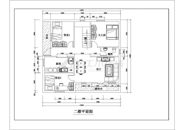 某现代风格三层自建独栋别墅建筑方案图（含效果图）-图二