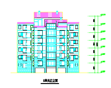 某地住宅楼详细建筑设计施工立面图-图二