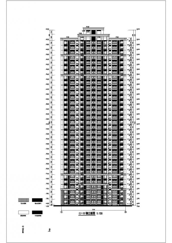 某三十三层一梯四户住宅楼建筑cad图纸（扩初图）_图1