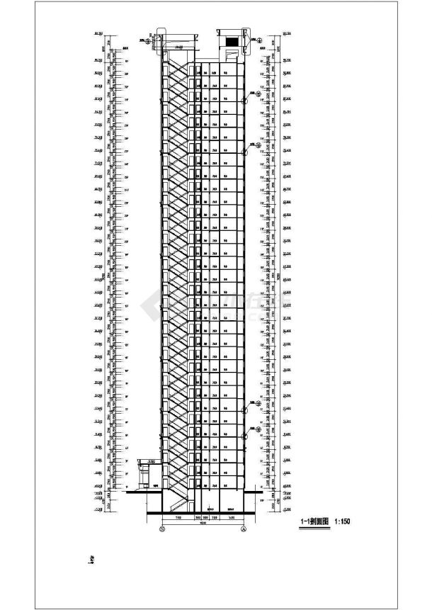 某三十三层一梯四户住宅楼建筑cad图纸（扩初图）-图二