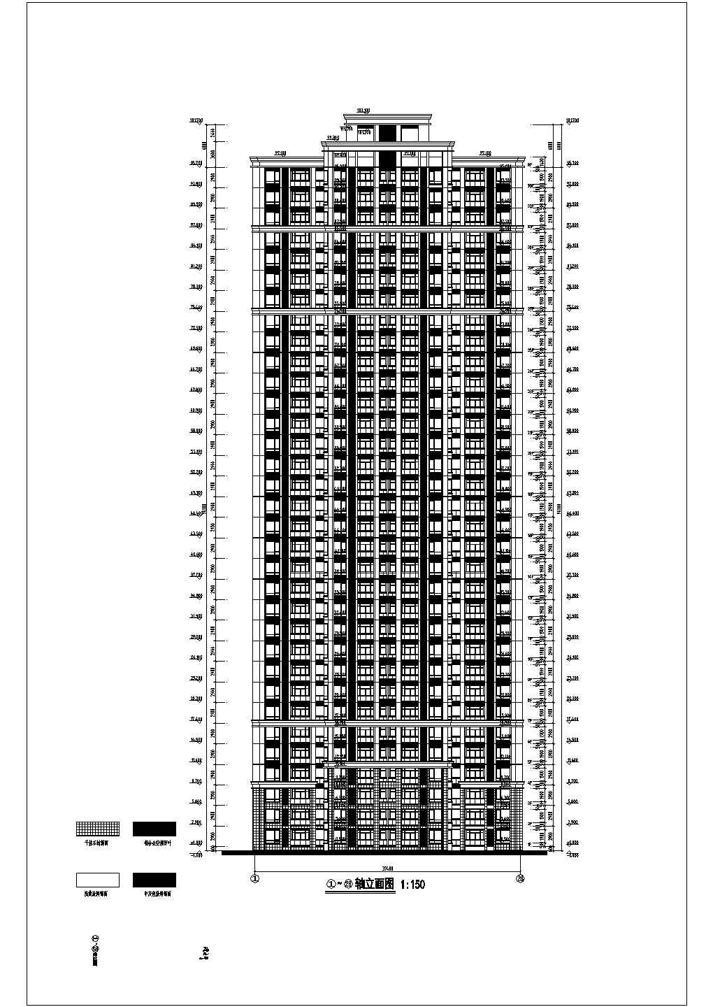某三十三层一梯四户住宅楼建筑cad图纸（扩初图）