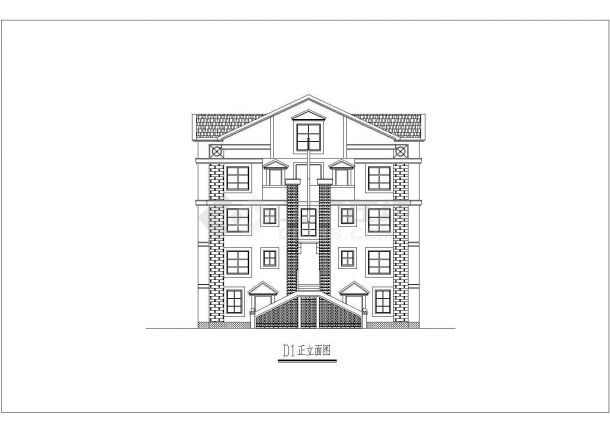[欧陆风格]某四层花园洋房建筑设计图（南梯）-图一
