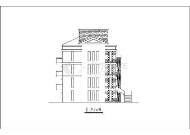 [欧陆风格]某四层花园洋房建筑设计图（南梯）-图二