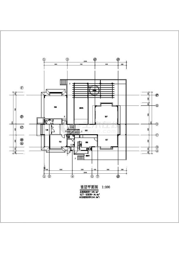 [中式风格]某地二层度假别墅建筑扩初图（566平方米）-图二