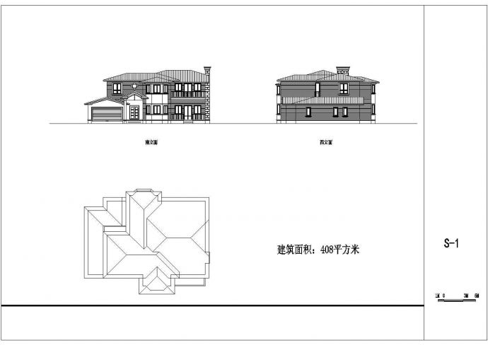 408平方米二层南入户别墅方案图（18.3x14.1米）_图1