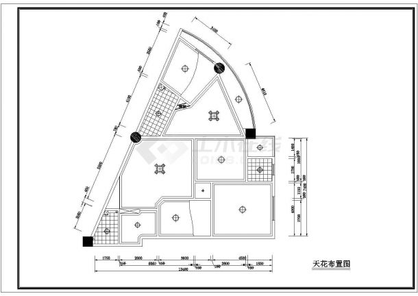 某地小型三角房户型建筑设计布置图-图二