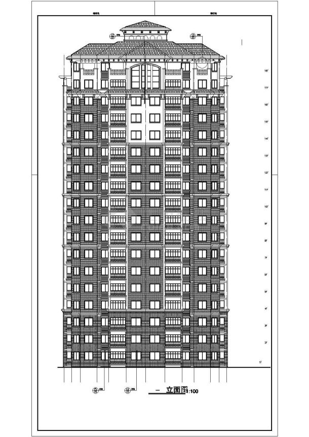 5637平方米某十七层塔式住宅建筑施工图（带阁楼）-图一