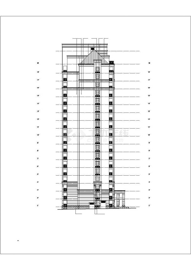 [施工图]某十八层一梯三住宅楼建筑cad施工图-图一
