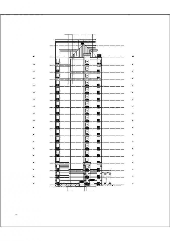 [施工图]某十八层一梯三住宅楼建筑cad施工图_图1