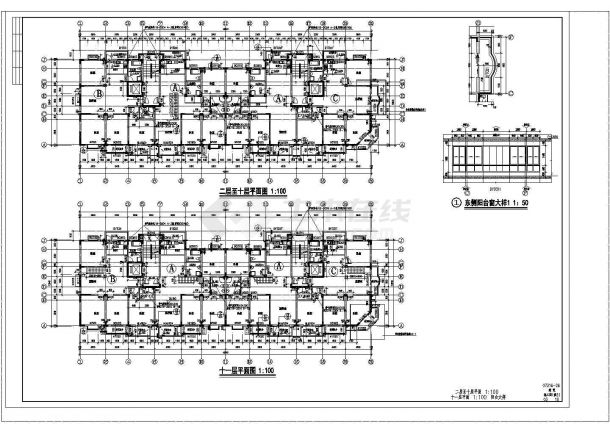 [南通]某十一层住宅楼（带阁楼）建筑施工图-图二