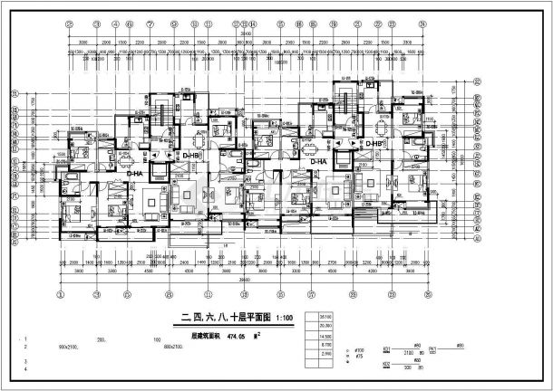 19.05x15.65米十一层板式住宅楼建筑施工图-图二