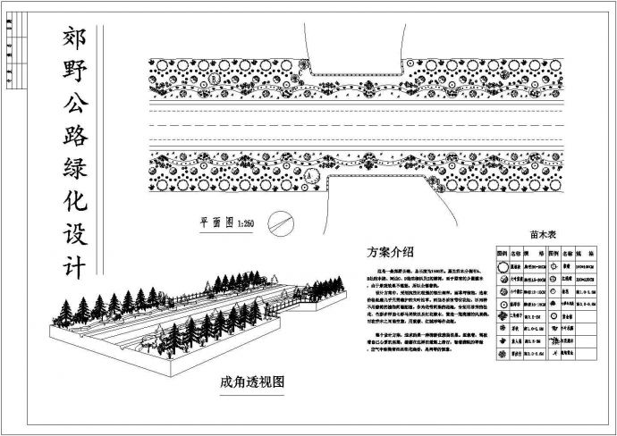 【江苏】某地郊野道路绿化设计施工方案图_图1