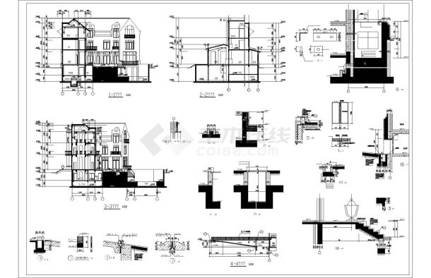 某欧陆风格三层英式别墅石材独栋别墅建筑施工图（框架结构）-图二