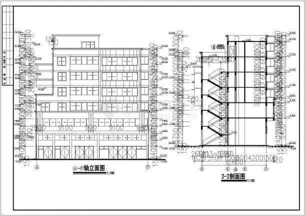 某地区6层框架结构底商住宅楼建筑设计图（共12张）-图二