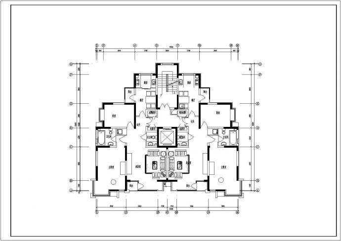 某地小高层户型详细建筑设计平面图_图1