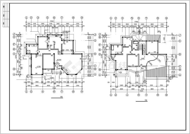 某欧陆风格三层别墅建筑施工套图-图二