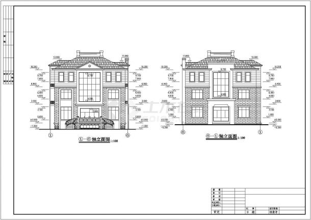 某三层别墅建筑CAD设计图（含效果图）-图一