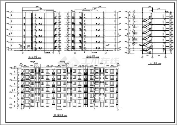 某地区6层住宅楼平立面建筑施工图（共6张）-图二