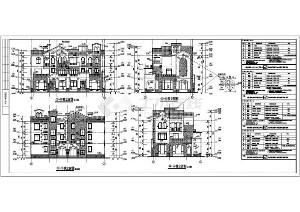 [长沙]某573.2平米3层地中海风格框架结构豪华双拼别墅建筑施工图-图一