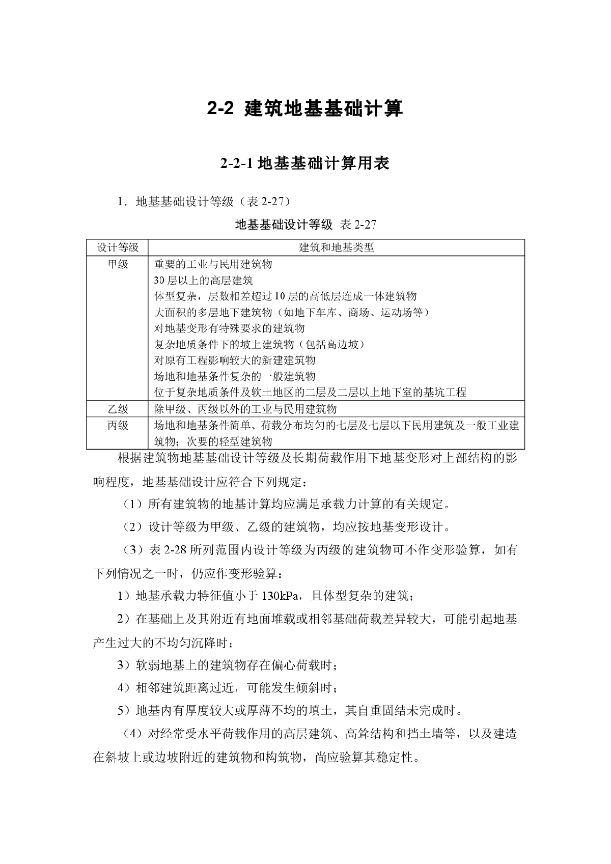 建筑地基基础计算用表