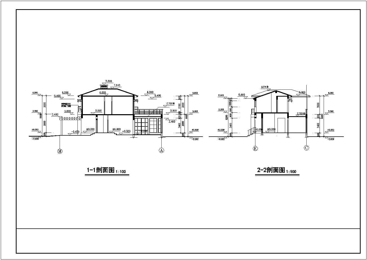 某砖混结构二层欧式别墅建筑方案图