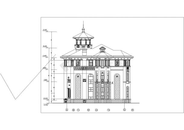 某地详细的三层别墅建筑CAD设计图-图一