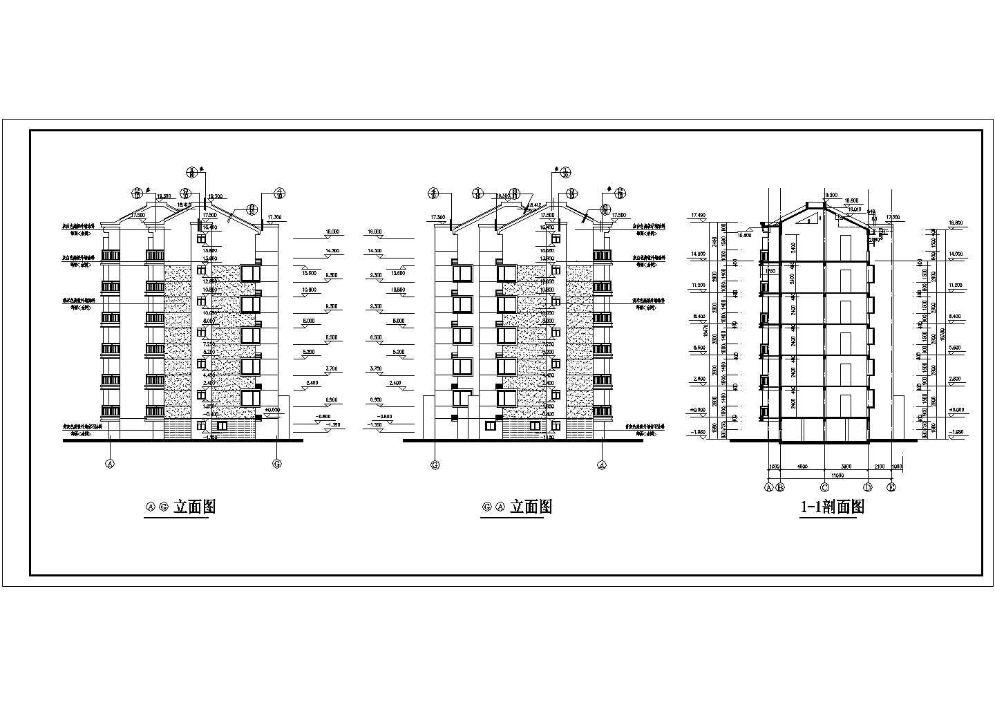 [浙江省]某六层住宅楼建筑CAD设计图
