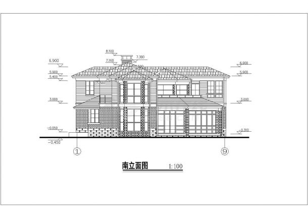 [最新整理]某二层别墅建筑CAD图-图一