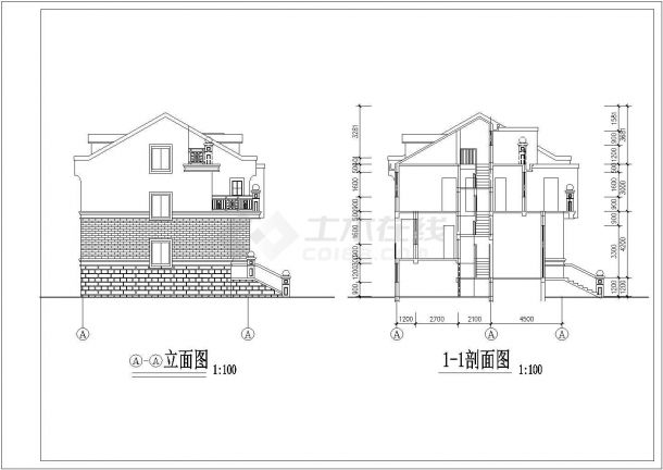 [施工图]某地三层双拼别墅建筑CAD施工图-图二