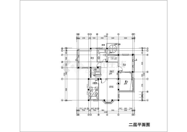 某地二层独立别墅建筑CAD设计图-图二