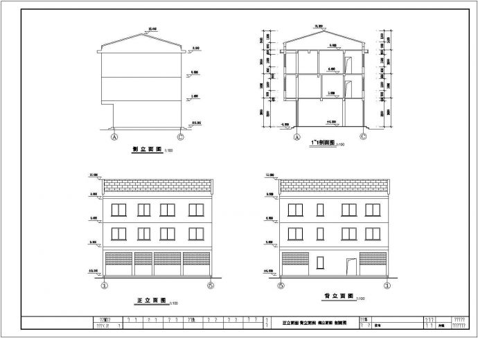 某地新农村三层住宅楼建筑CAD图_图1
