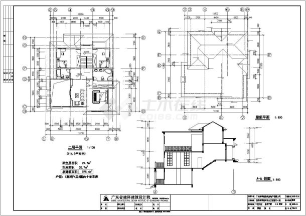 [广州]某地三层别墅建筑CAD设计图-图二