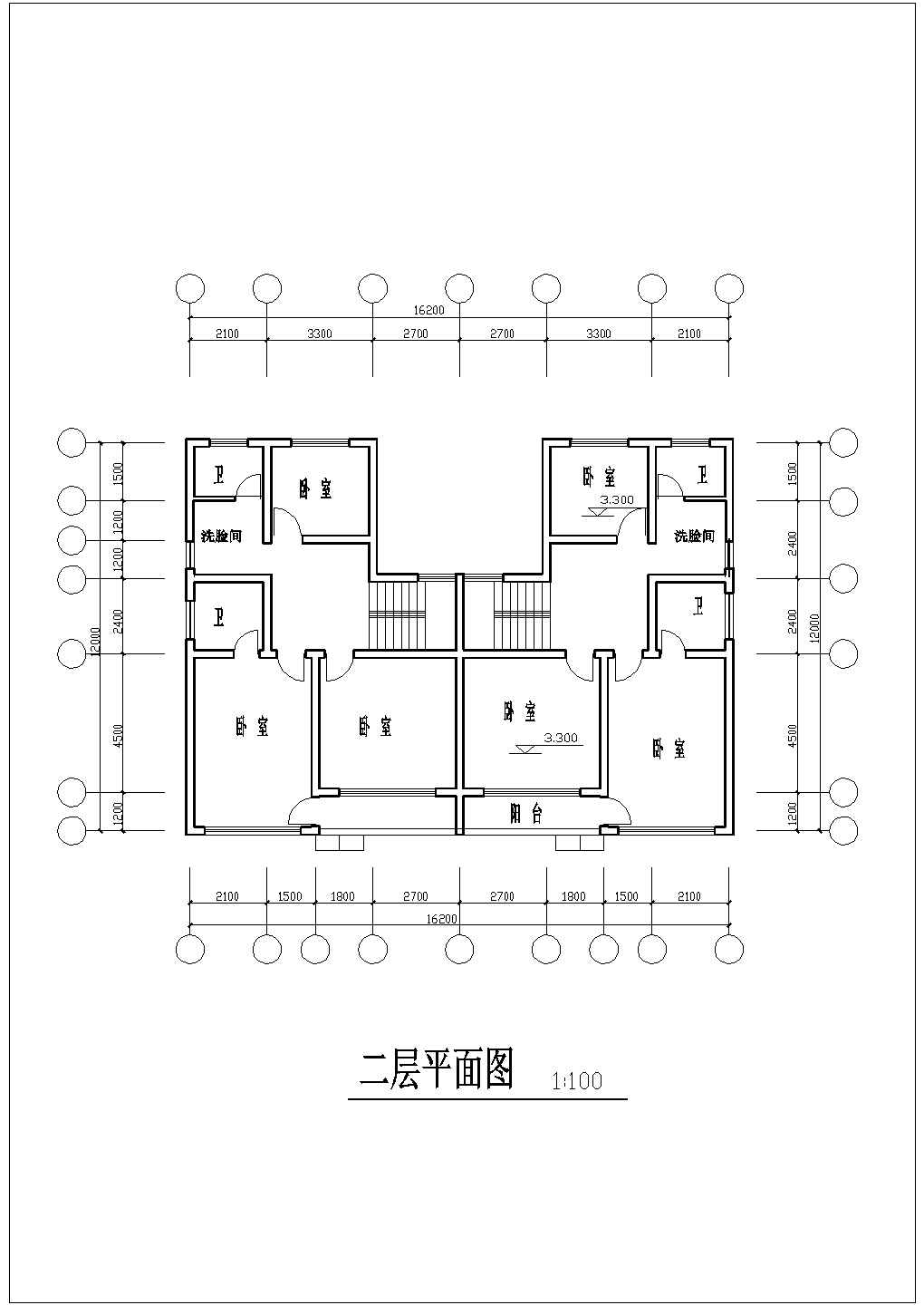 简单精致的三层联排别墅建筑CAD图