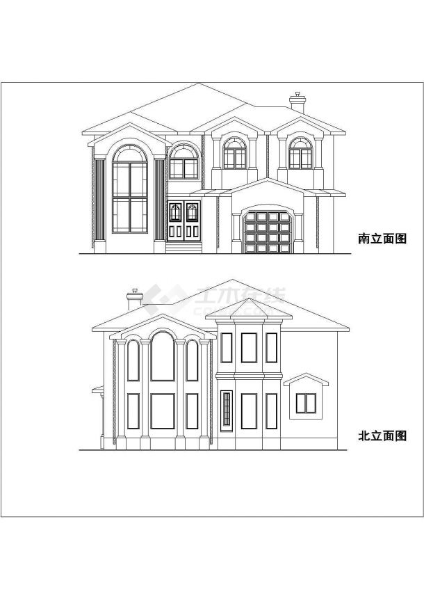 某地二层欧式别墅建筑CAD设计图-图二