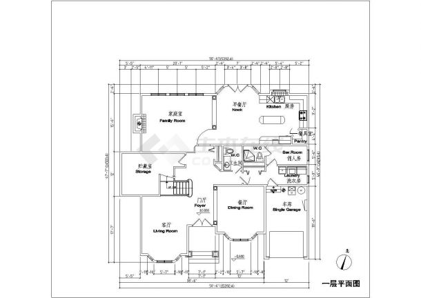 某二层欧式别墅建筑CAD图（简单小型）-图二