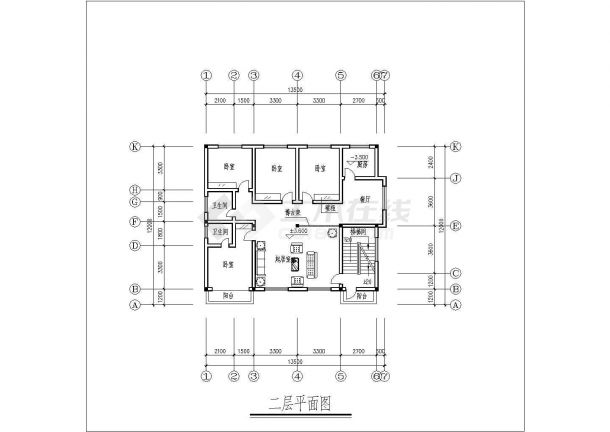 某地乡村三层别墅建筑CAD图-图二