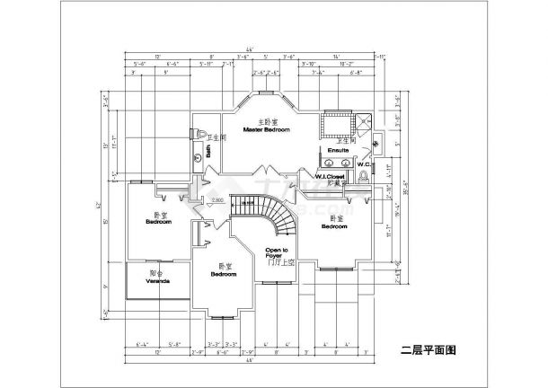 经典大方的二层欧式别墅建筑CAD图-图二