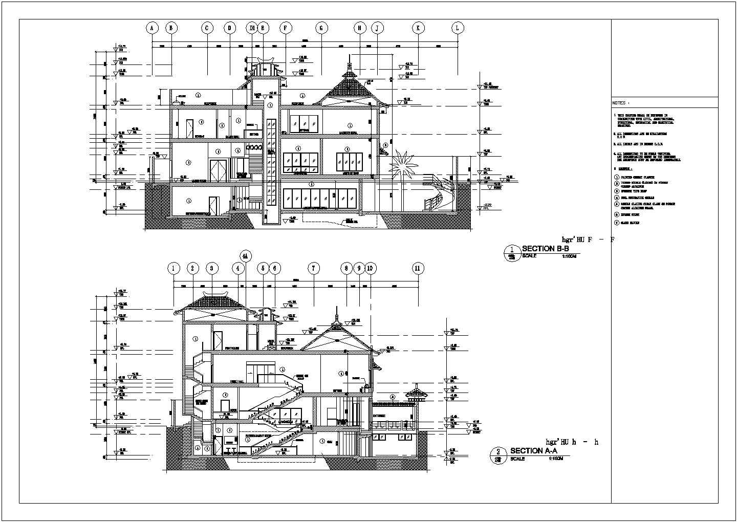 某地三层豪华仿古别墅建筑CAD设计图