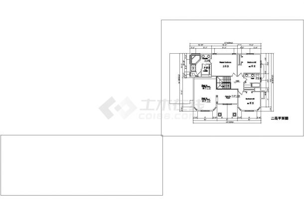 某二层欧式别墅建筑CAD设计图-图二