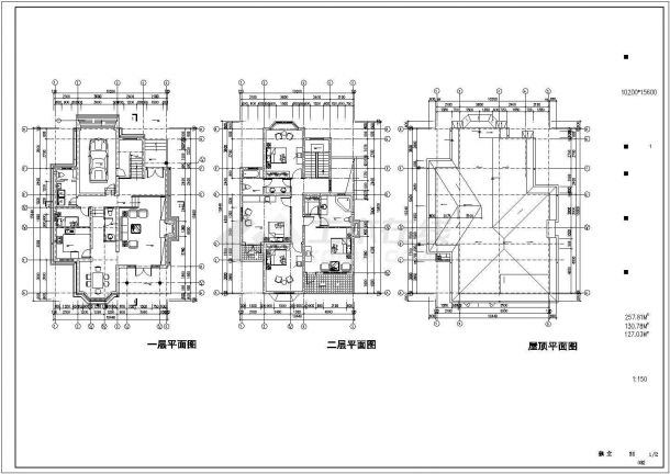某二层欧式别墅建筑CAD图（Y2户型）-图一