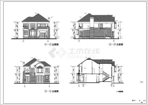 某二层欧式别墅建筑CAD图（Y2户型）-图二