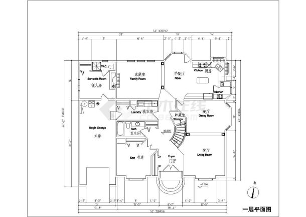 某二层欧式别墅建筑CAD设计图（经典大方）-图二