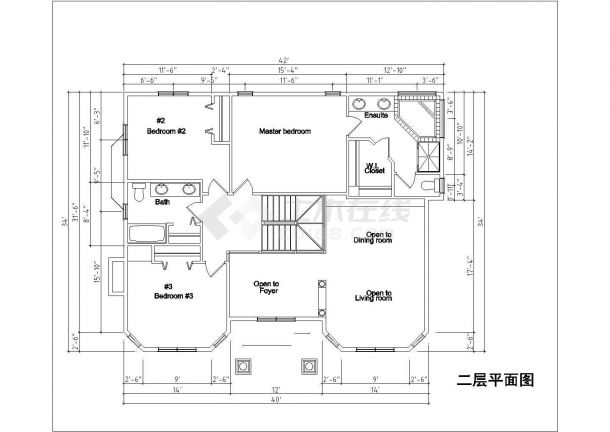 简单的二层欧式别墅建筑CAD图-图一